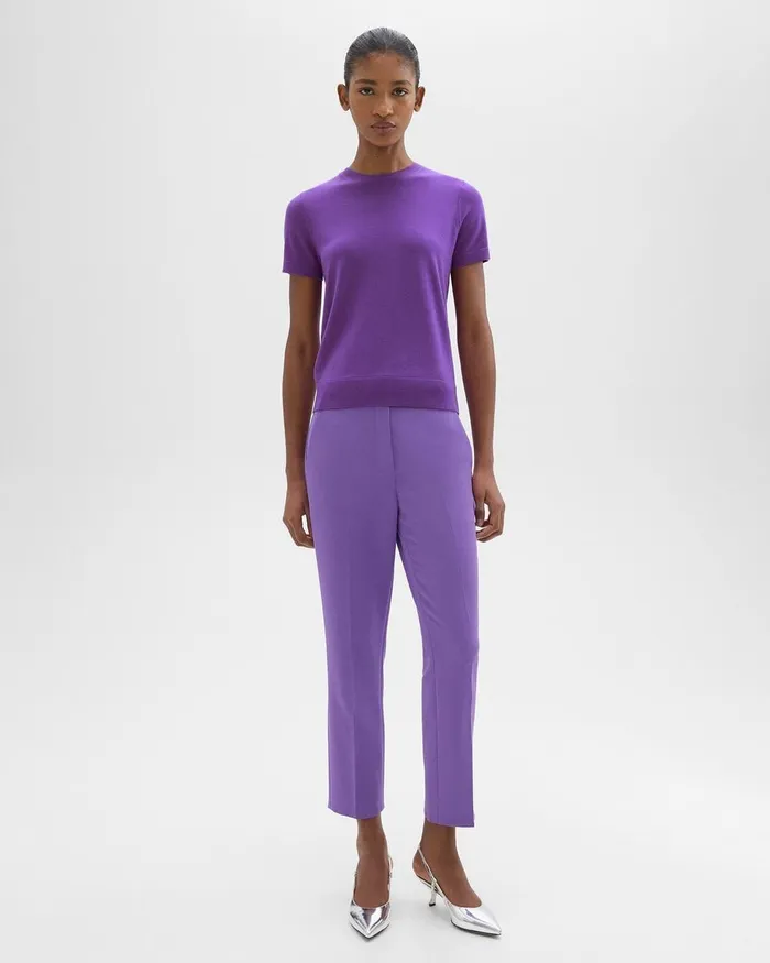 Theory Pants HighWaist Slim Crop Pant In Admiral Crepe Bright Peony 8211 Women