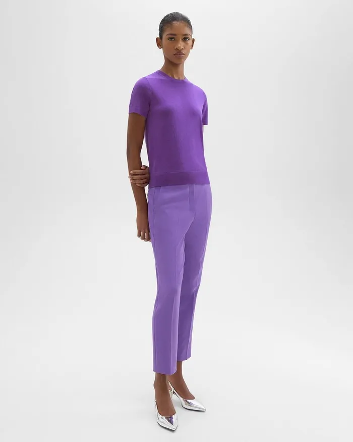 Theory Pants HighWaist Slim Crop Pant In Admiral Crepe Bright Peony 8211 Women