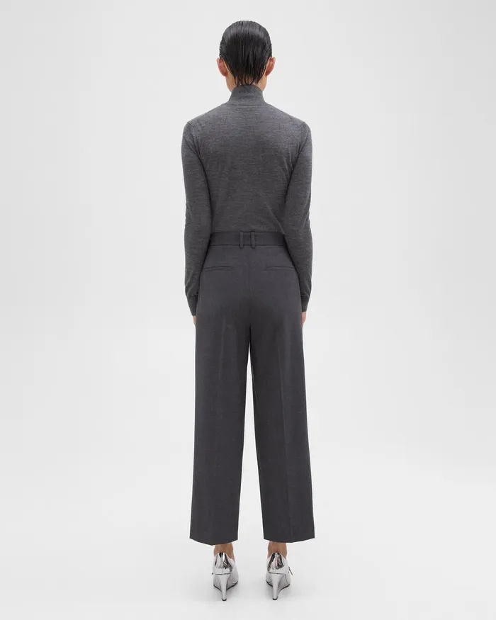 Theory Pants HighWaist StraightLeg Pant In Good Wool Charcoal Melange 8211 Women