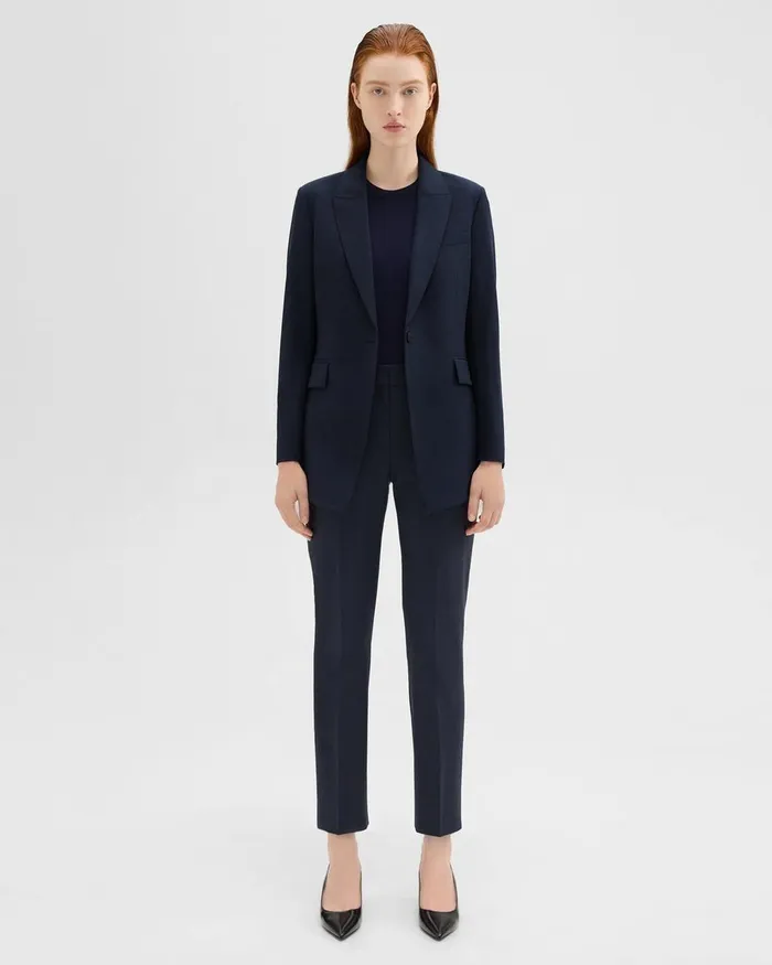 Theory Pants Treeca Pant In Good Wool Nocturne Navy 8211 Women