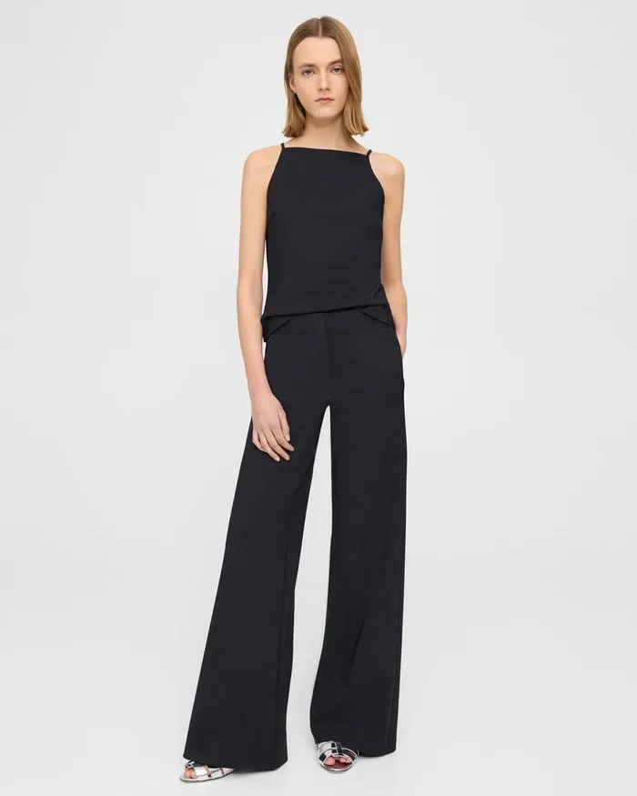 Theory Pants WideLeg Pant In Precision Ponte Black 8211 Women