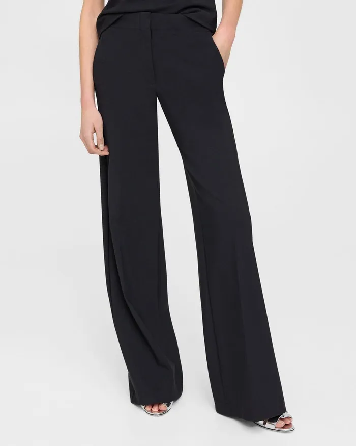 Theory Pants WideLeg Pant In Precision Ponte Black 8211 Women