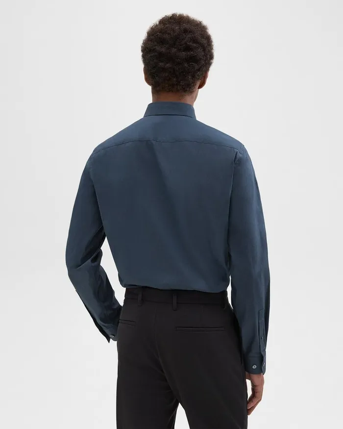 Theory Shirts Sylvain Shirt In Structure Knit Deep Sea Blue 8211 Men