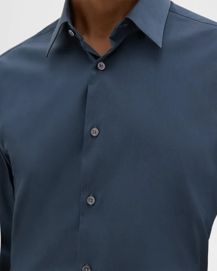 Theory Shirts Sylvain Shirt In Structure Knit Deep Sea Blue 8211 Men