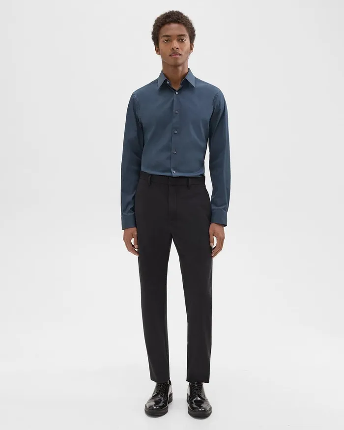 Theory Shirts Sylvain Shirt In Structure Knit Deep Sea Blue 8211 Men