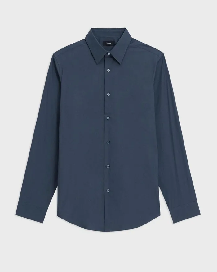 Theory Shirts Sylvain Shirt In Structure Knit Deep Sea Blue 8211 Men