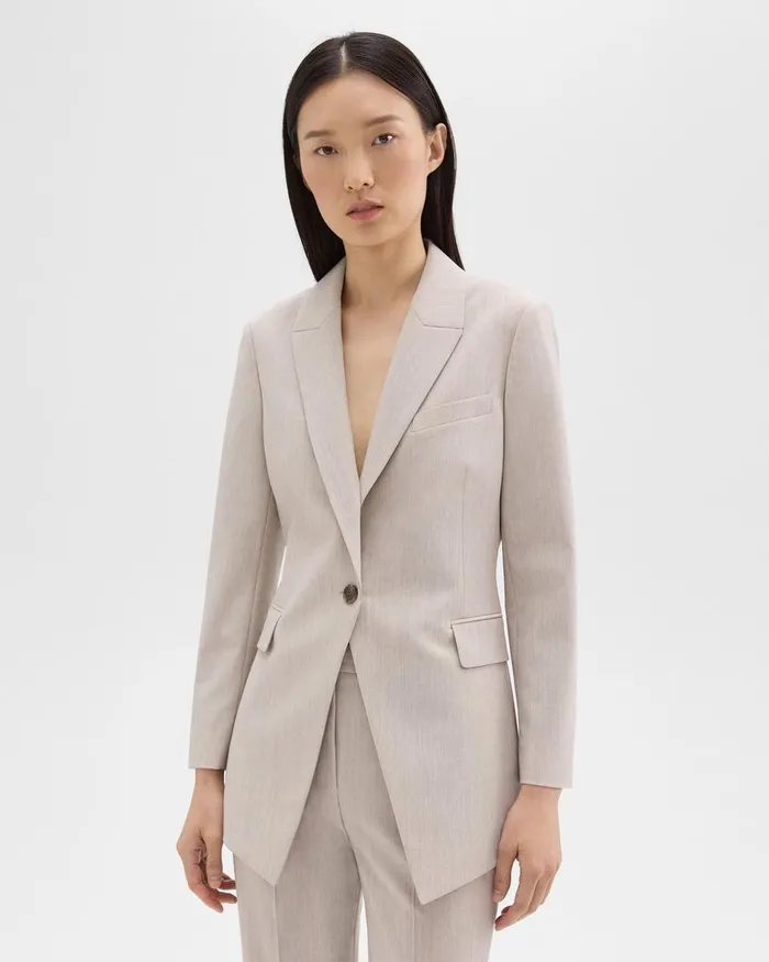 Theory Suits Etiennette Blazer In Good Wool Sand Melange 8211 Women
