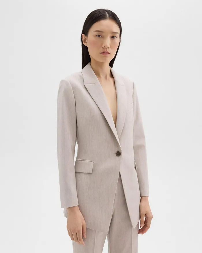 Theory Suits Etiennette Blazer In Good Wool Sand Melange 8211 Women