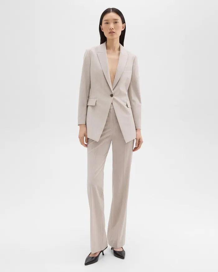 Theory Suits Etiennette Blazer In Good Wool Sand Melange 8211 Women