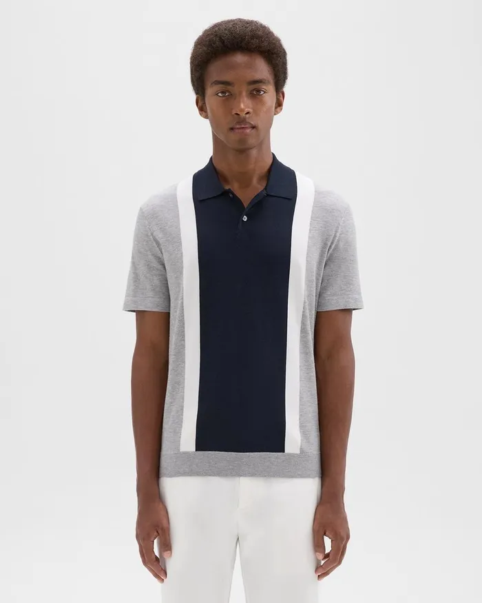 Theory Sweaters Cardigans Colorblock Polo Shirt In Light Bilen Light Grey Heather Multi 8211 Men Theory Sweaters Cardigans Colorblock Polo Shirt In Light Bilen Light Grey Heather Multi 8211 Men