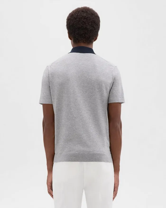 Theory Sweaters Cardigans Colorblock Polo Shirt In Light Bilen Light Grey Heather Multi 8211 Men
