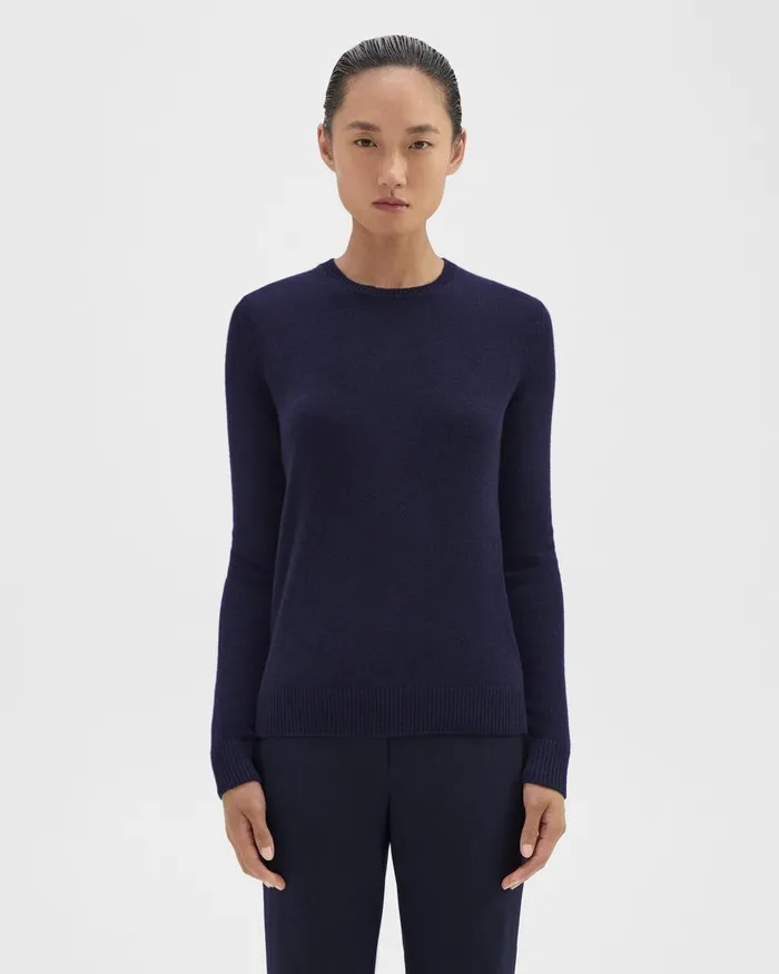 Theory Sweaters Cardigans Crewneck Sweater In Feather Cashmere Deep Navy 8211 Women
