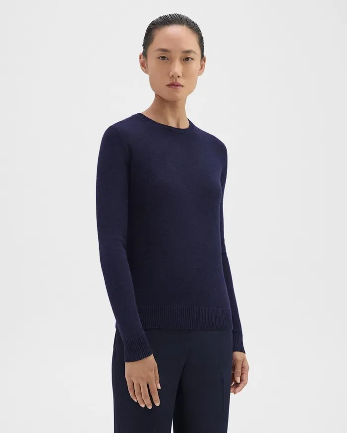 Theory Sweaters Cardigans Crewneck Sweater In Feather Cashmere Deep Navy 8211 Women