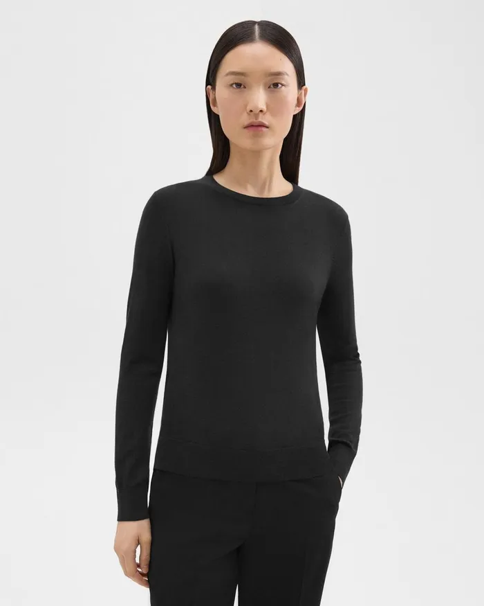Theory Sweaters Cardigans Crewneck Sweater In Regal Wool Black 8211 Women