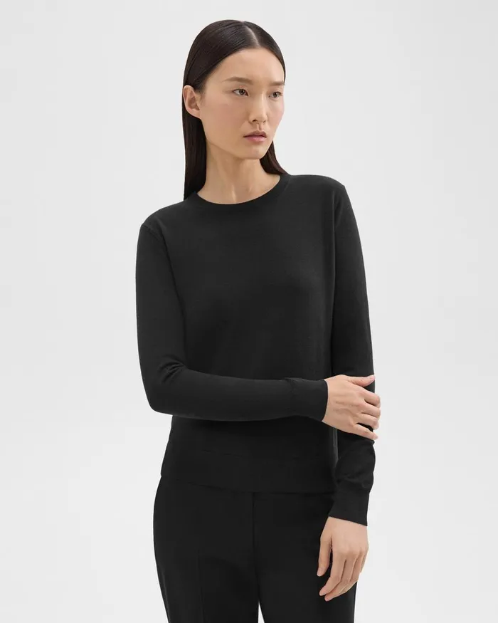 Theory Sweaters Cardigans Crewneck Sweater In Regal Wool Black 8211 Women