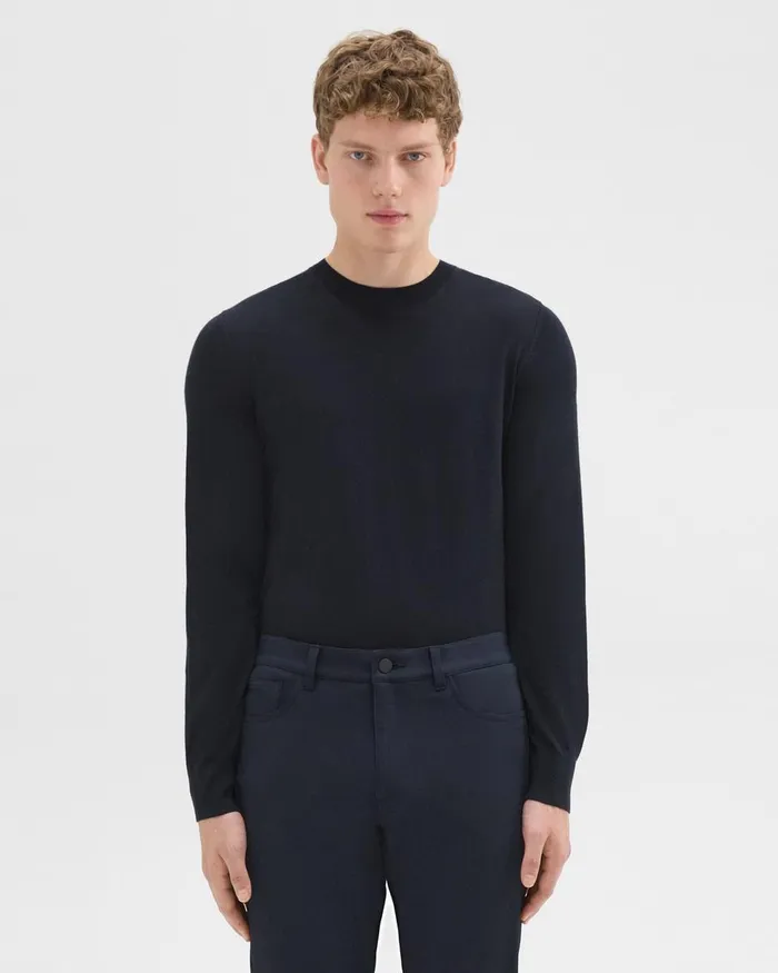Theory Sweaters Cardigans Crewneck Sweater In Regal Wool Navy 8211 Men