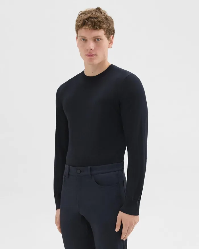 Theory Sweaters Cardigans Crewneck Sweater In Regal Wool Navy 8211 Men