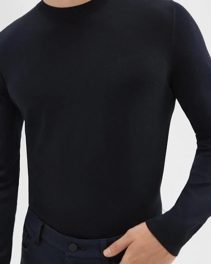 Theory Sweaters Cardigans Crewneck Sweater In Regal Wool Navy 8211 Men