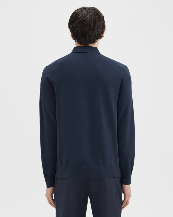Theory Sweaters Cardigans Goris LongSleeve Polo Shirt In Light Bilen Baltic 8211 Men