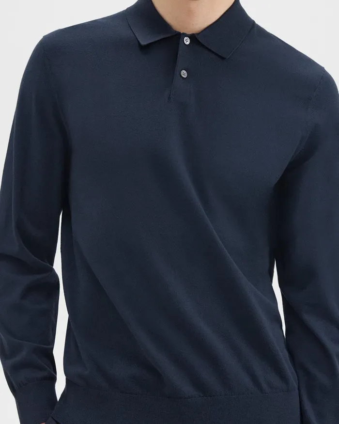 Theory Sweaters Cardigans Goris LongSleeve Polo Shirt In Light Bilen Baltic 8211 Men