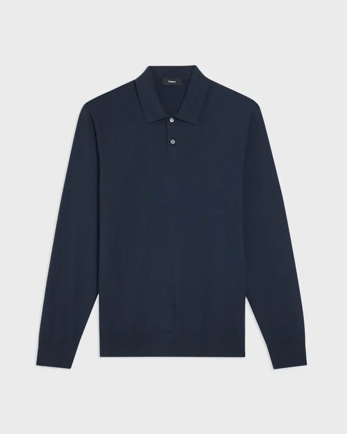 Theory Sweaters Cardigans Goris LongSleeve Polo Shirt In Light Bilen Baltic 8211 Men