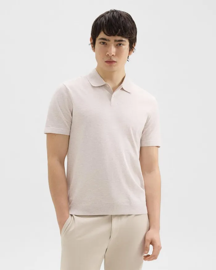 Theory Sweaters Cardigans Goris Polo Shirt In Light Bilen Melange Ivory 8211 Men