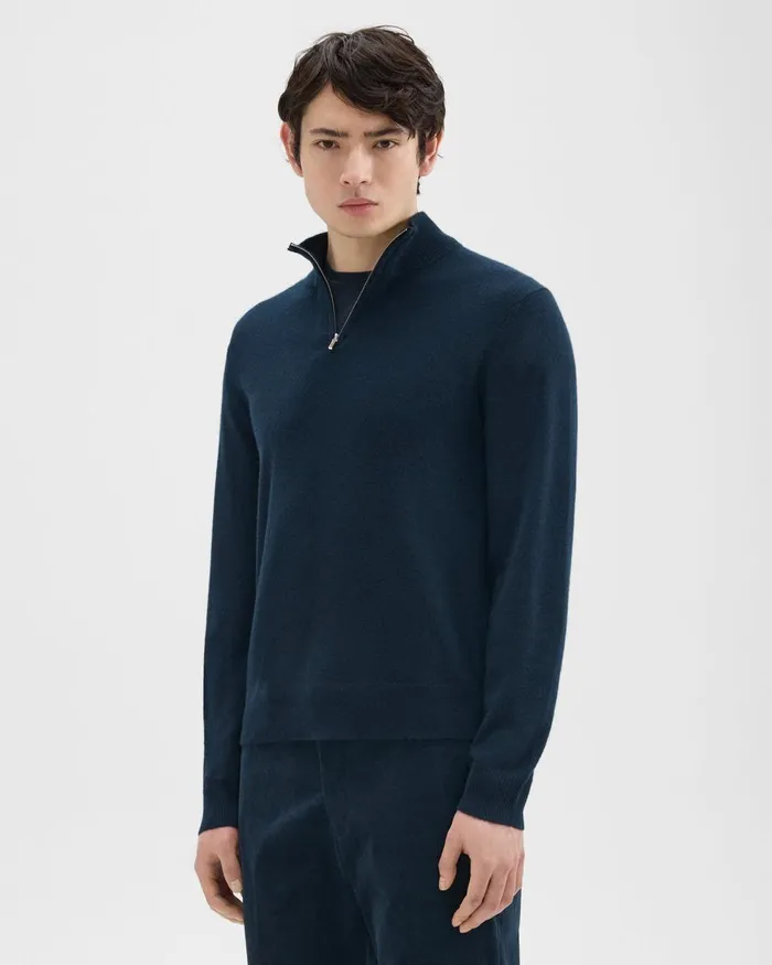 Theory Sweaters Cardigans Hilles QuarterZip Sweater In Cashmere Baltic 8211 Men