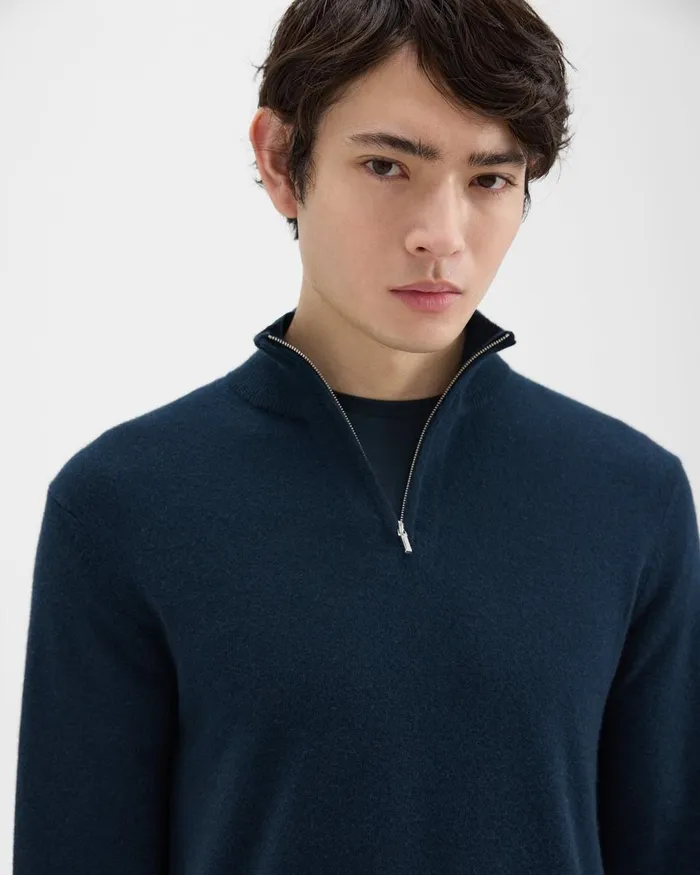 Theory Sweaters Cardigans Hilles QuarterZip Sweater In Cashmere Baltic 8211 Men
