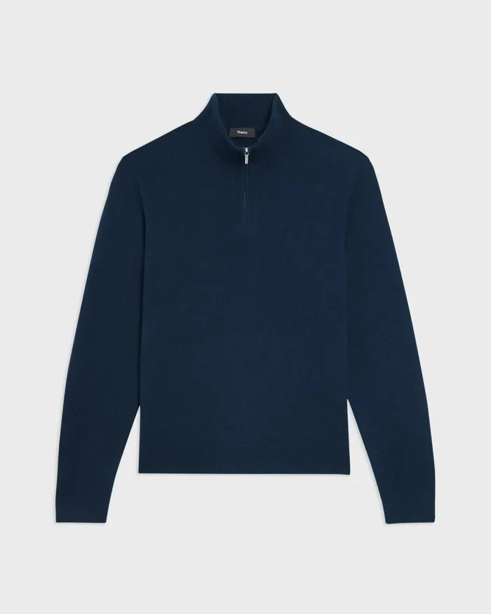 Theory Sweaters Cardigans Hilles QuarterZip Sweater In Cashmere Baltic 8211 Men