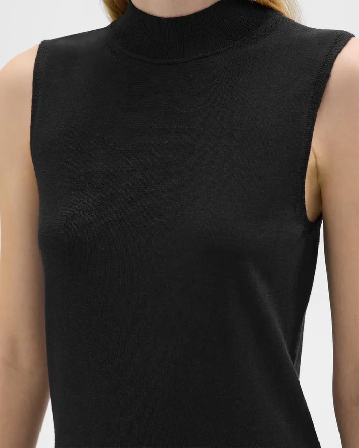 Theory Sweaters Cardigans Mock Neck Sweater Shell In Regal Wool Black 8211 Women