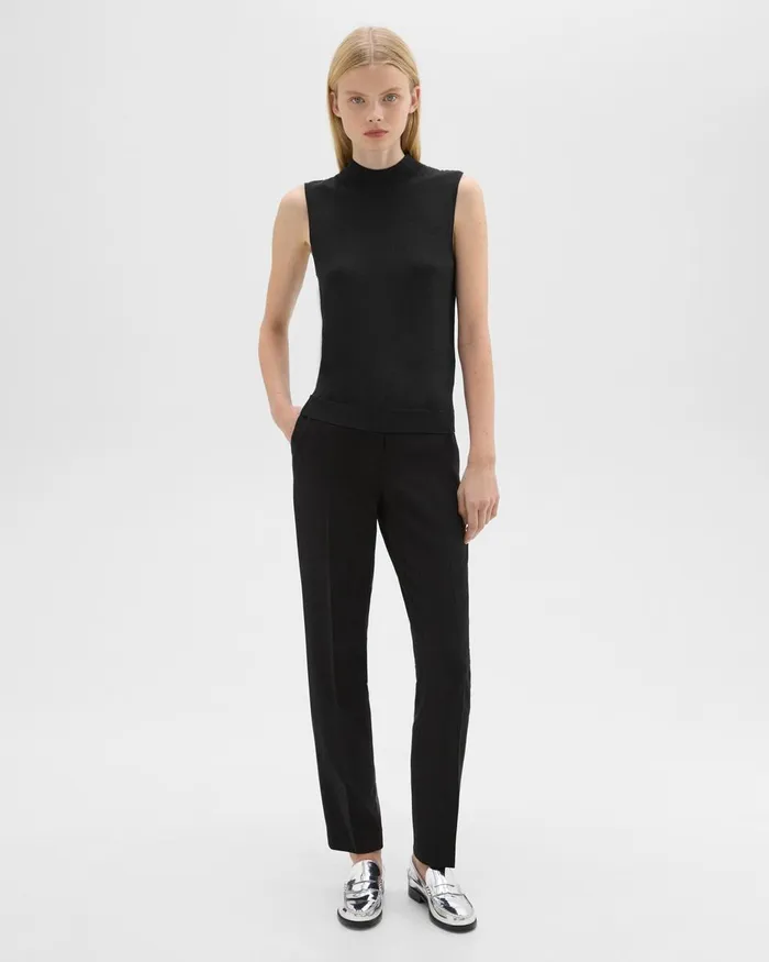 Theory Sweaters Cardigans Mock Neck Sweater Shell In Regal Wool Black 8211 Women