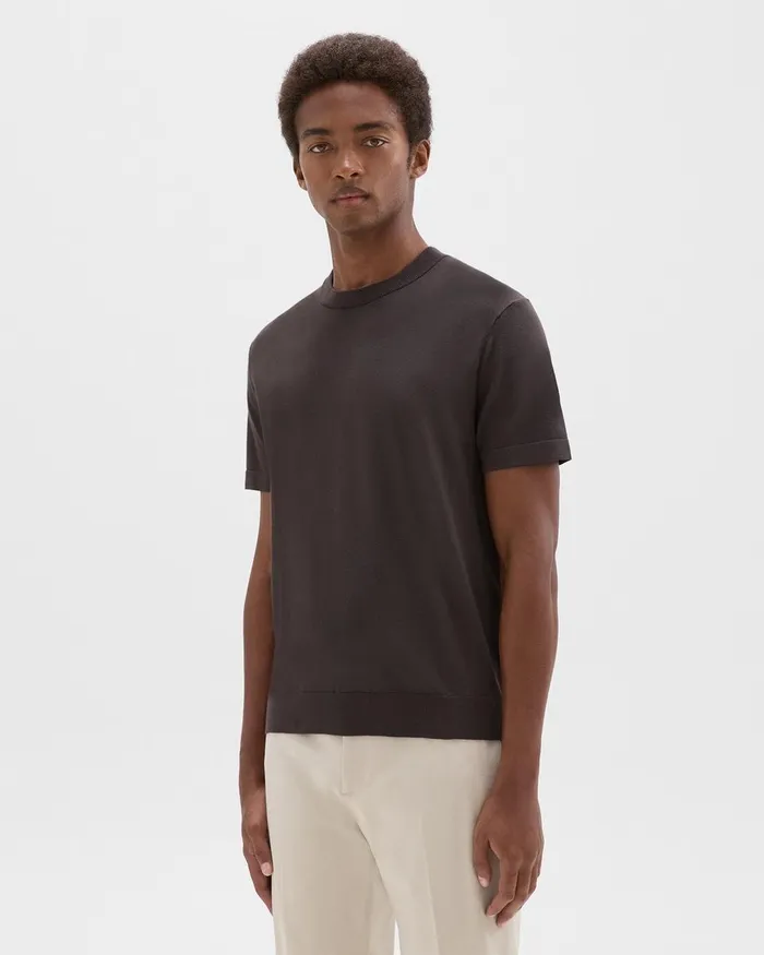 Theory Sweaters Cardigans Sarior ShortSleeve Sweater In Light Bilen Coffee 8211 Men