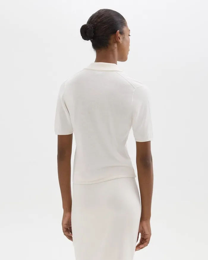Theory Sweaters Cardigans ShortSleeve Polo Sweater In Regal Wool New Ivory 8211 Women