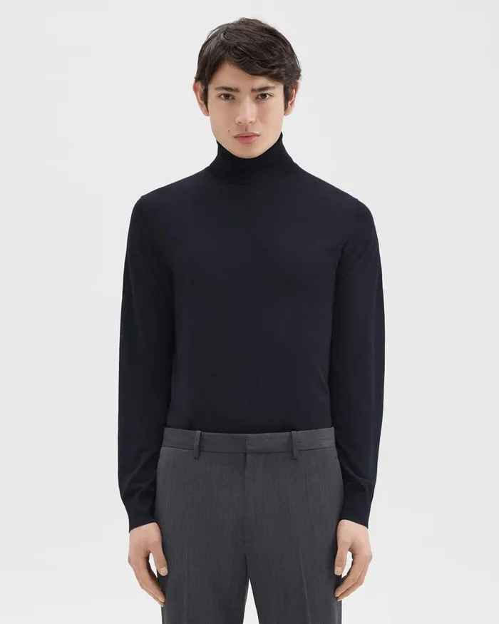 Theory Sweaters Cardigans Turtleneck Sweater In Regal Wool Navy 8211 Men