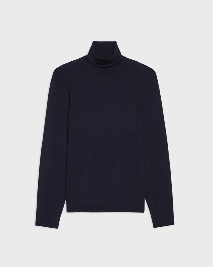Theory Sweaters Cardigans Turtleneck Sweater In Regal Wool Navy 8211 Men