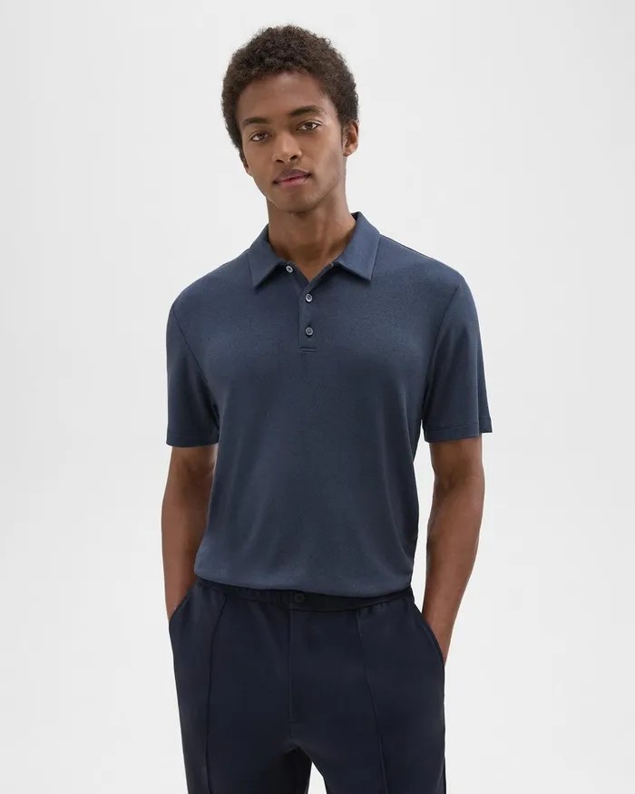 Theory Tshirts Polos Bron Polo Shirt In Anemone Modal Jersey Eclipse Multi 8211 Men