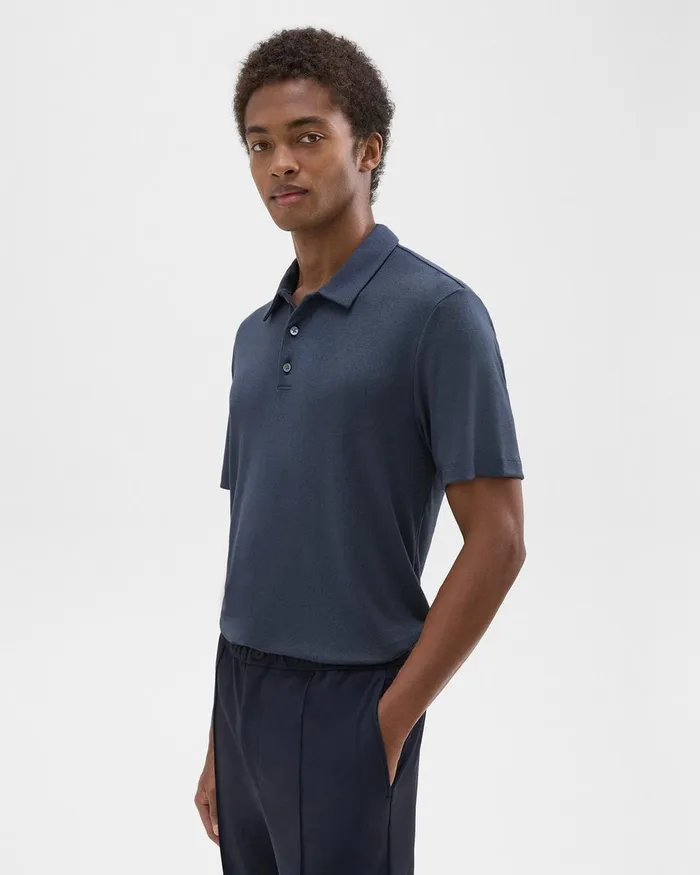 Theory Tshirts Polos Bron Polo Shirt In Anemone Modal Jersey Eclipse Multi 8211 Men