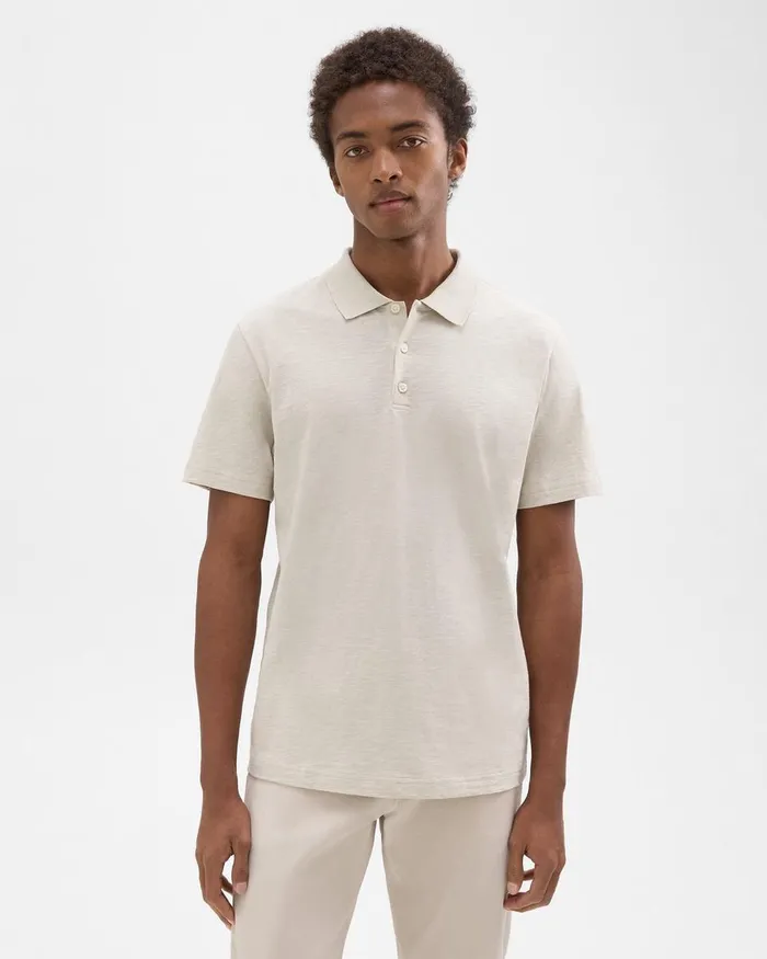 Theory Tshirts Polos Bron Polo Shirt In Cosmos Slub Cotton Limestone 8211 Men