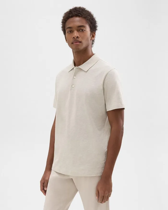 Theory Tshirts Polos Bron Polo Shirt In Cosmos Slub Cotton Limestone 8211 Men
