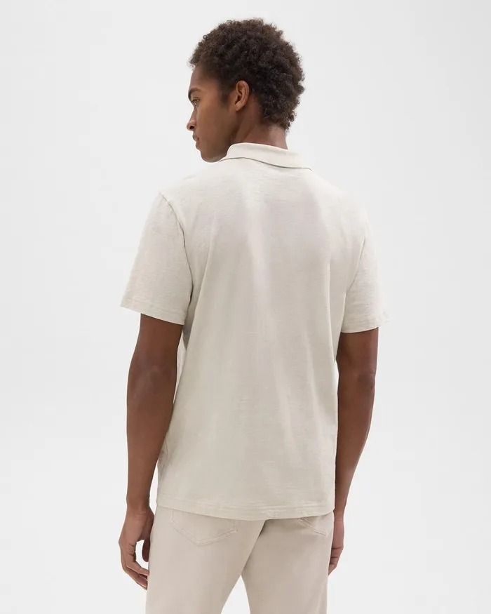 Theory Tshirts Polos Bron Polo Shirt In Cosmos Slub Cotton Limestone 8211 Men