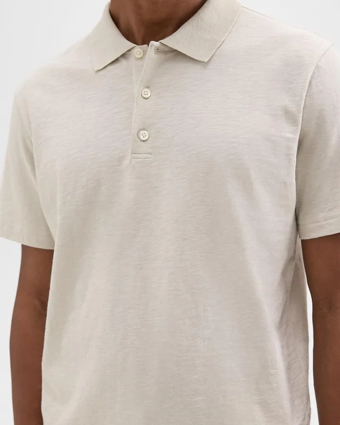 Theory Tshirts Polos Bron Polo Shirt In Cosmos Slub Cotton Limestone 8211 Men