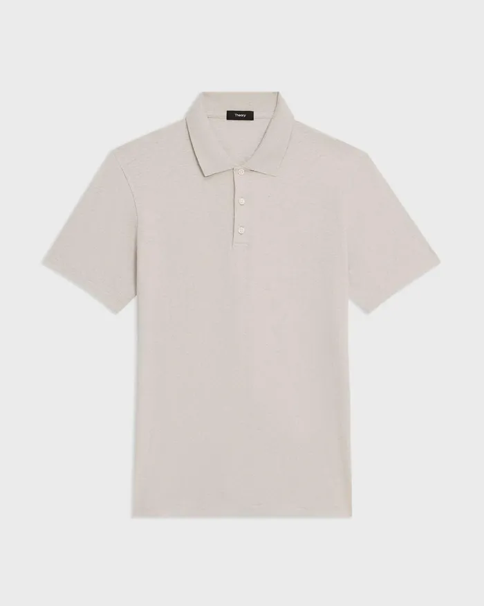 Theory Tshirts Polos Bron Polo Shirt In Cosmos Slub Cotton Limestone 8211 Men