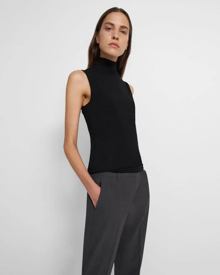 Theory TShirts Sleeveless Turtleneck Sweater In Ribbed Viscose Black 8211 Women
