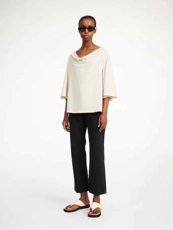 Tops and Blouses Women By Malene Birger Bryar Organic Cotton TShirt Oyster Gray