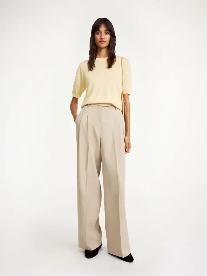 Trousers Women By Malene Birger Cymbaria HighWaist Trousers Beige Melange