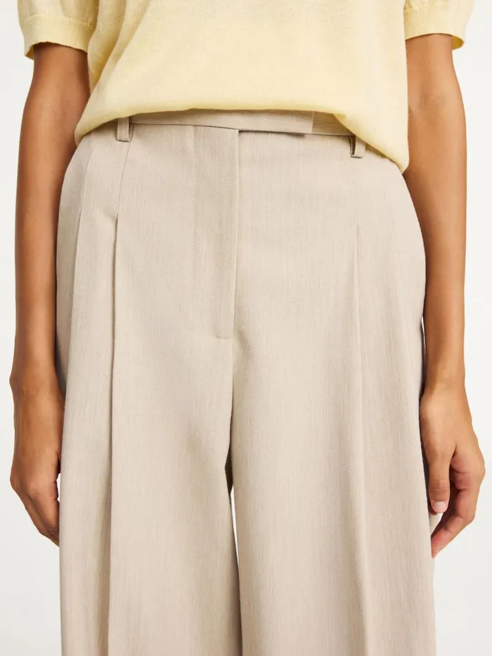 Trousers Women By Malene Birger Cymbaria HighWaist Trousers Beige Melange