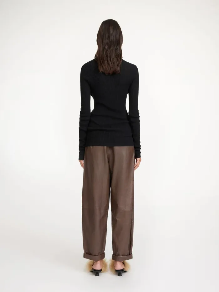 Trousers Women By Malene Birger Joanni Leather Trousers Warm Brown