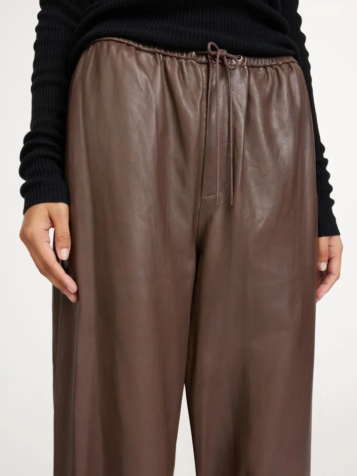 Trousers Women By Malene Birger Joanni Leather Trousers Warm Brown