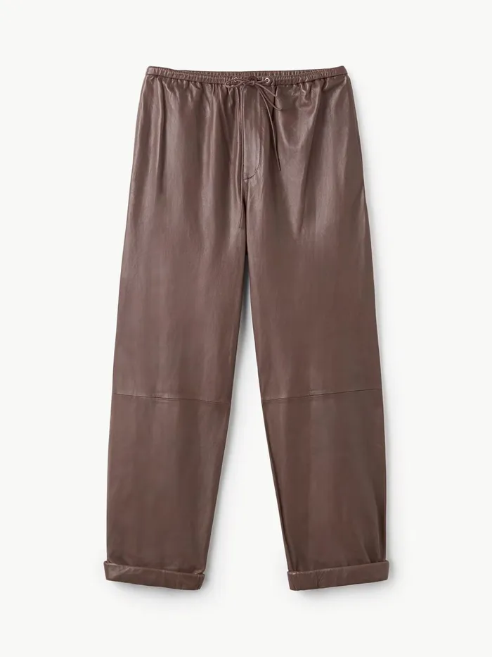 Trousers Women By Malene Birger Joanni Leather Trousers Warm Brown