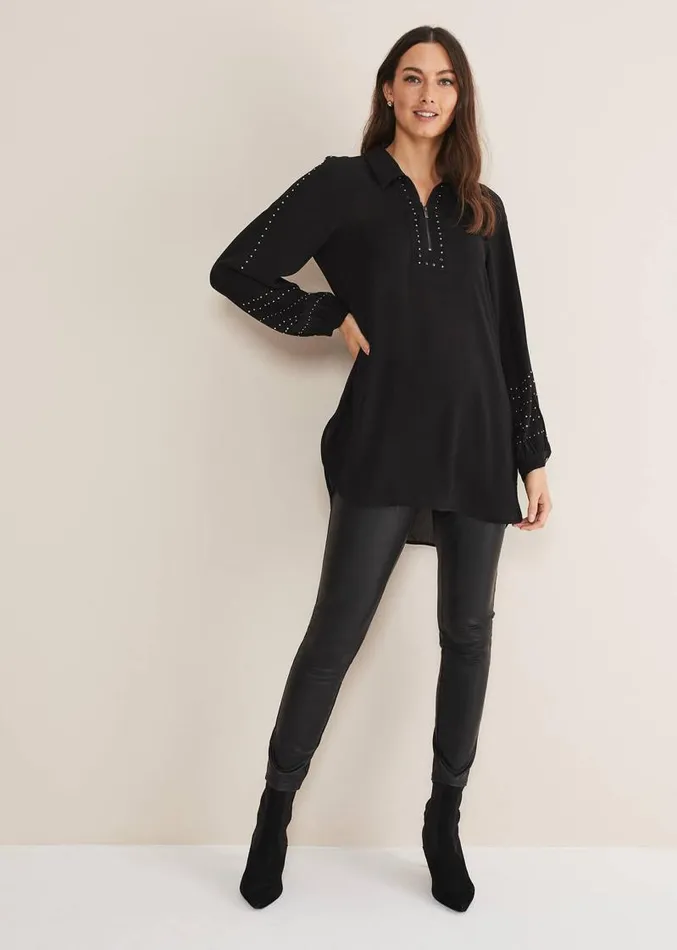 Tullulah Heatfix Sleeve Tunic Blouse Black Women Phase Eight Shirts and Blouses Tullulah Heatfix Sleeve Tunic Blouse Black Women Phase Eight Shirts and Blouses